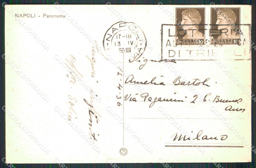 Napoli Città Veduta Generale Vesuvio cartolina MX8147 – retro