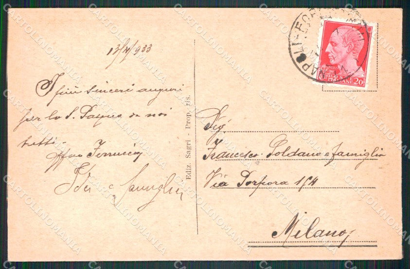 Napoli Città Veduta Generale Vesuvio cartolina MX8148 – retro