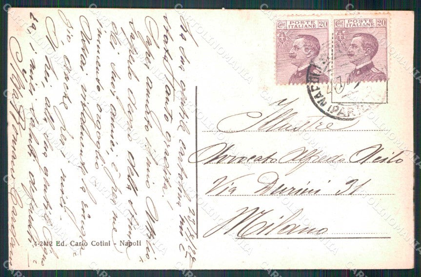 Napoli Città Veduta Generale Vesuvio PIEGA cartolina MX8150 – retro