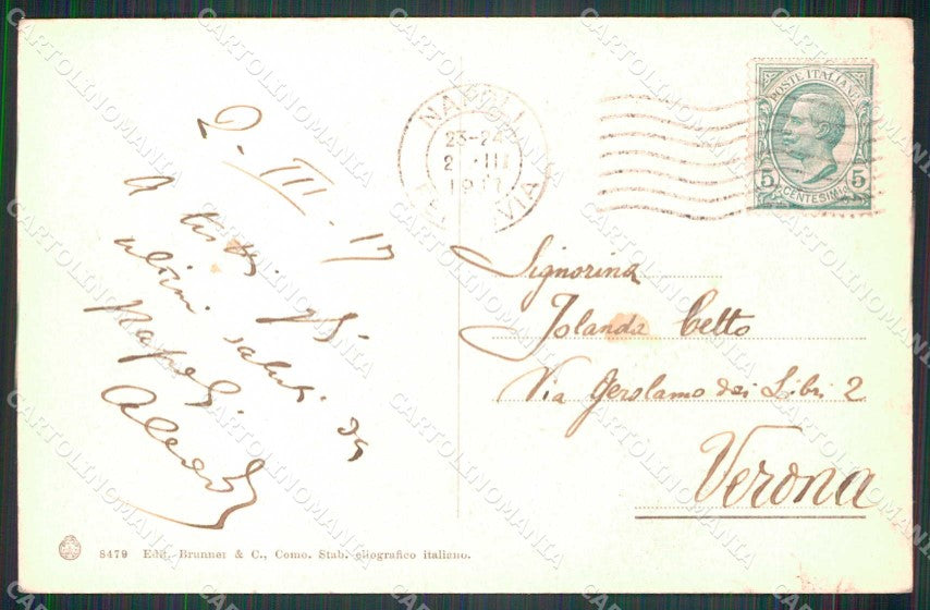 Napoli Città Veduta Generale Vesuvio Brunner 8479 cartolina MX8151 – retro