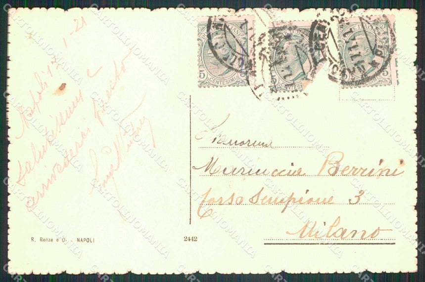 Napoli Città Veduta da Tomba Virgilio Vesuvio cartolina MX8188 – retro