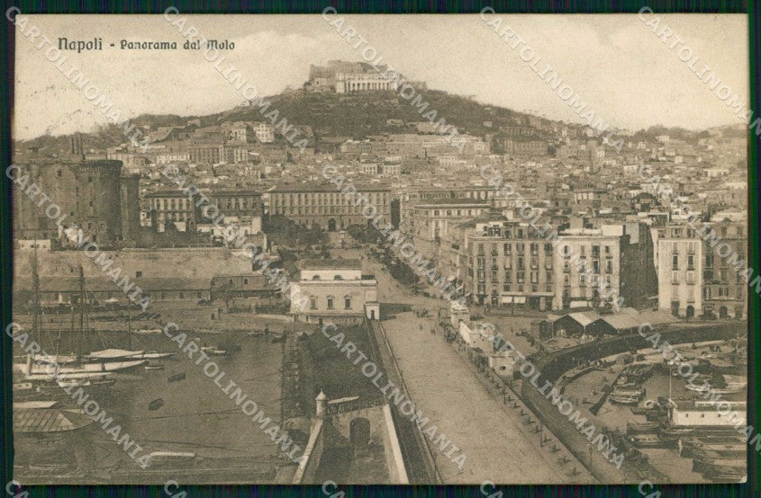 Napoli Città Veduta dal Molo Castel Sant Elmo Barche cartolina MX8195 – fronte