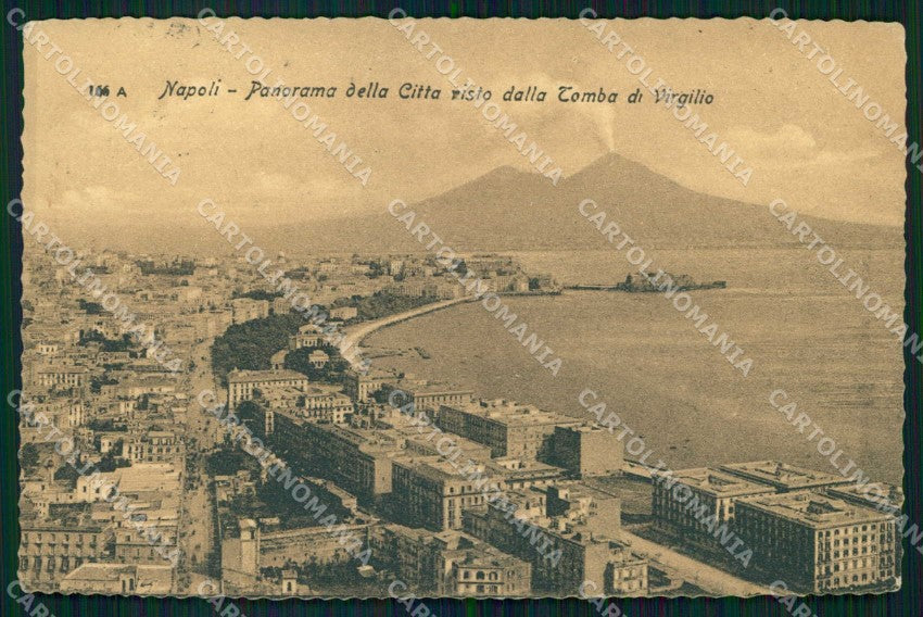Napoli Città Veduta da Tomba Virgilio Vesuvio cartolina MX8200 – fronte