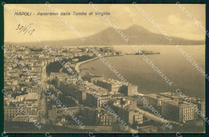 Napoli Città Veduta da Tomba Virgilio Vesuvio cartolina MX8201 – fronte