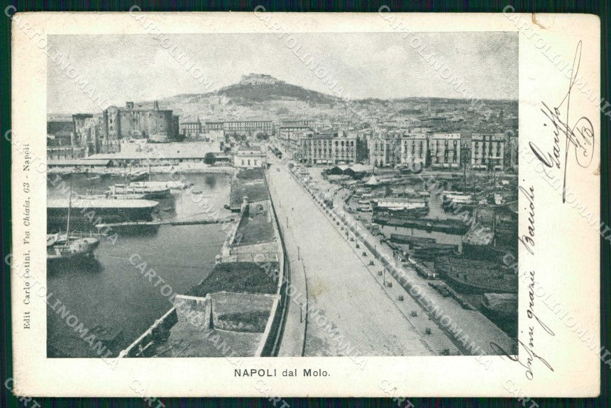 Napoli Città Strada Molo Barche Castel Sant Elmo STRAPPINO cartolina MX8216 – fronte