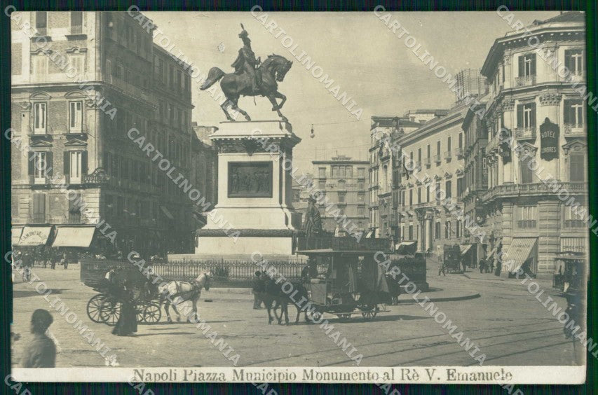 Napoli Città Piazza Municipio Tramway Cavallo NPG Foto cartolina MX8217 – fronte