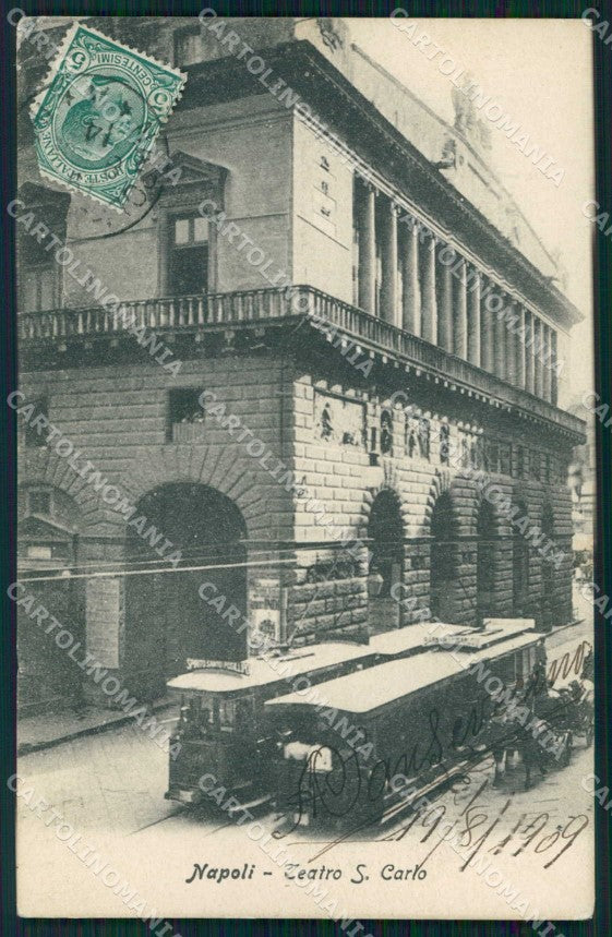 Napoli Città Teatro San Carlo Tram Alterocca 2176 PIEGHINA cartolina MX8220 – fronte