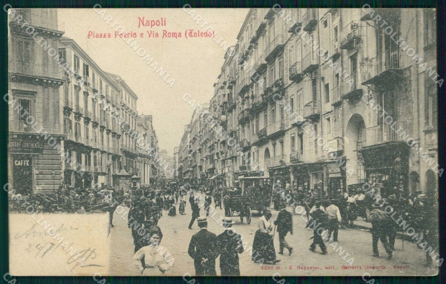 Napoli Città Piazza Poerio Via Roma Ragozino 4280 PIEGHINE cartolina MX8244 – fronte