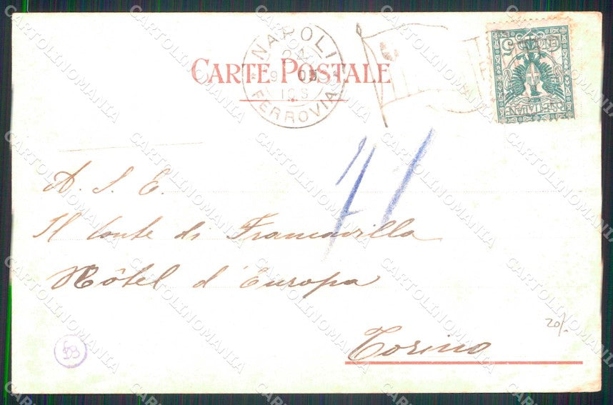 Napoli Città Grand Hotel Santa Lucia Richter PIEGHINA cartolina MX8247 – retro