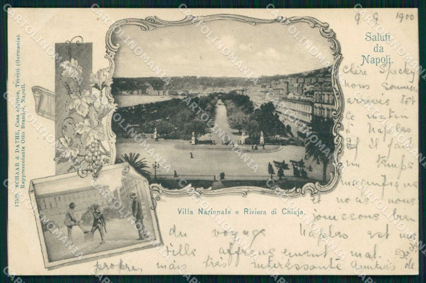 Napoli Città Saluti da Villa Nazionale Riviera Chiaia cartolina MX8249 – fronte