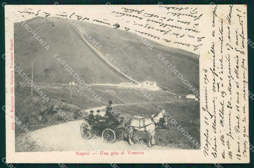 Napoli Città Gita Calesse Vesuvio Ragozino 4024 cartolina MX8251 – fronte