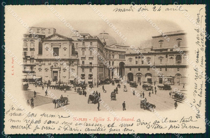 Napoli Città Chiesa San Ferdinando Tramway Cavallo cartolina MX8254 – fronte