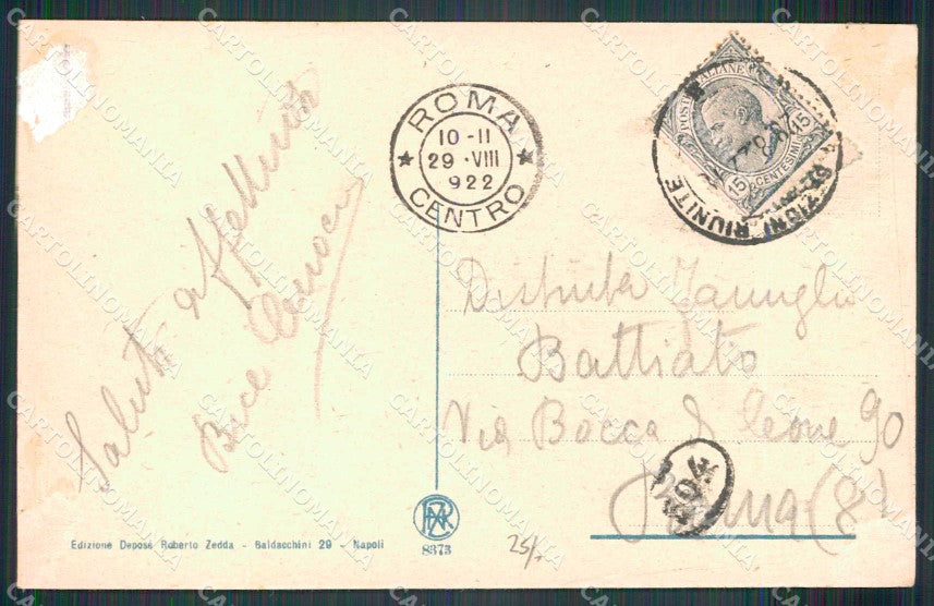 Napoli Città Piazza San Ferdinando Tram Vigile COLLA RETRO cartolina MX8275 – retro