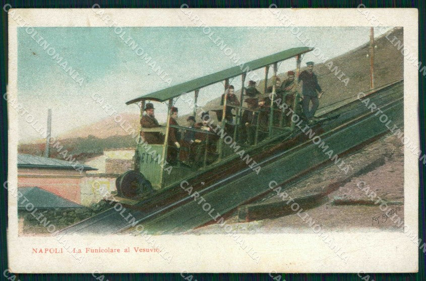 Napoli Città Funicolare Vesuvio Esposito PIEGA cartolina MX8278 – fronte