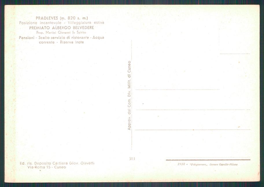 Cuneo Pradleves FG cartolina MZ0045 – retro