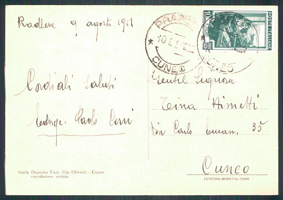 Cuneo Pradleves FG cartolina MZ0054 – retro