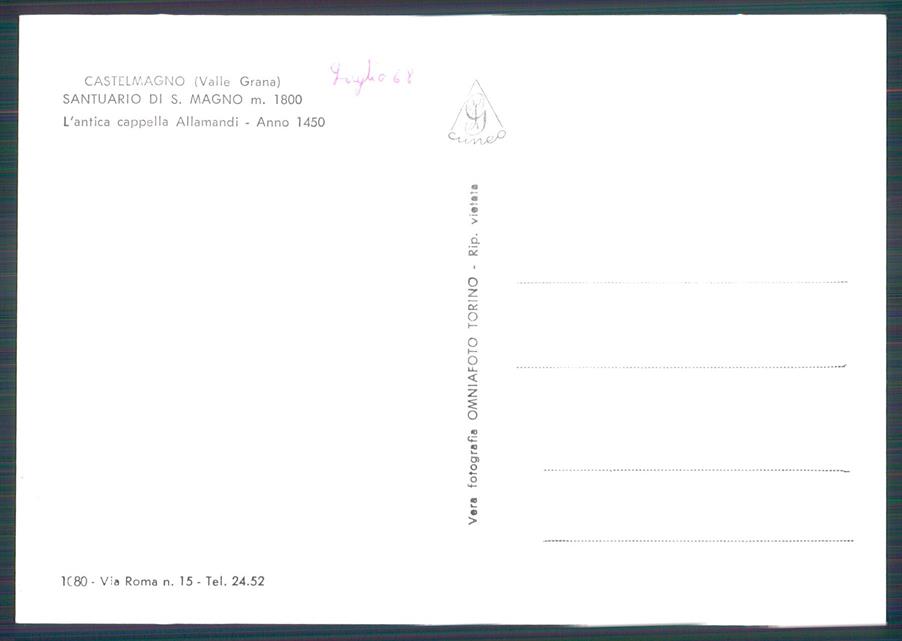 Cuneo Castelmagno Santuario Foto FG cartolina MZ0057 – retro