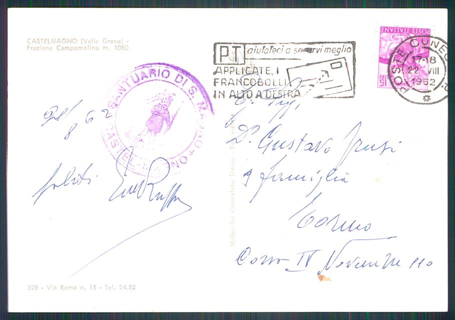 Cuneo Castelmagno Campomolino Foto FG cartolina MZ0064 – retro
