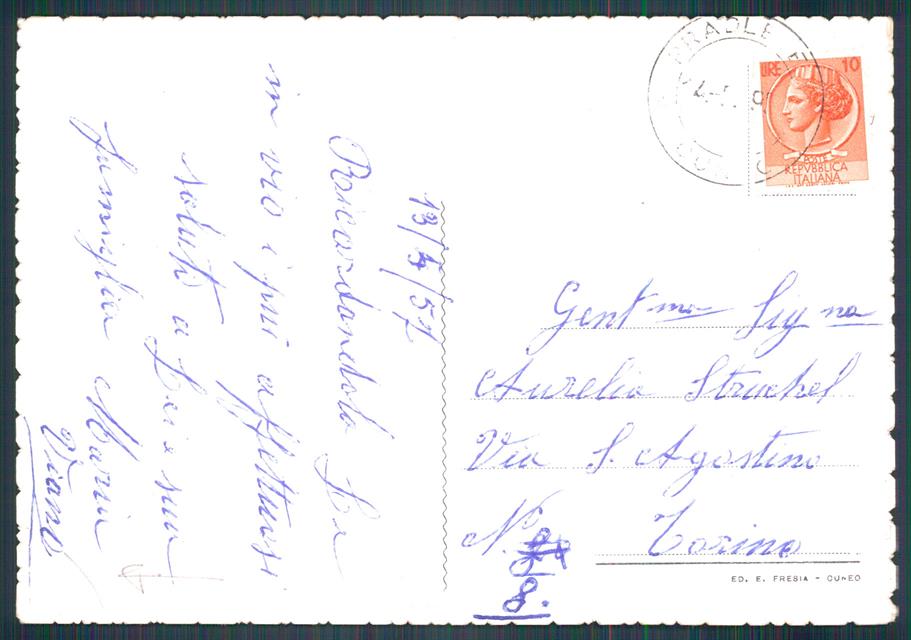 Cuneo Castelmagno Santuario PIEGHE FG cartolina MZ0071 – retro