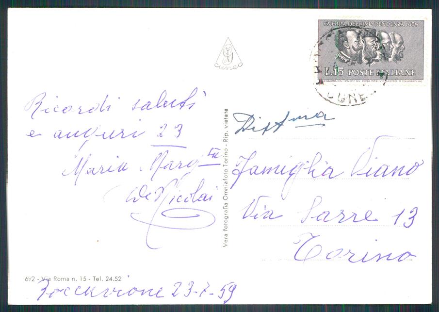 Cuneo Roccavione Valle Vermenagna Foto FG cartolina MZ0077 – retro