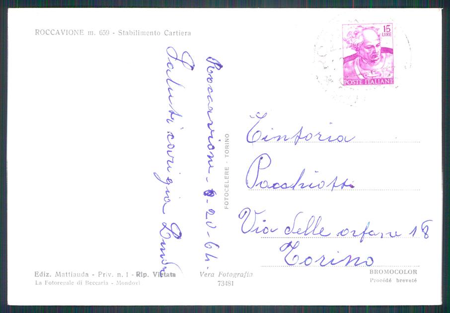 Cuneo Roccavione Foto FG cartolina MZ0085 – retro