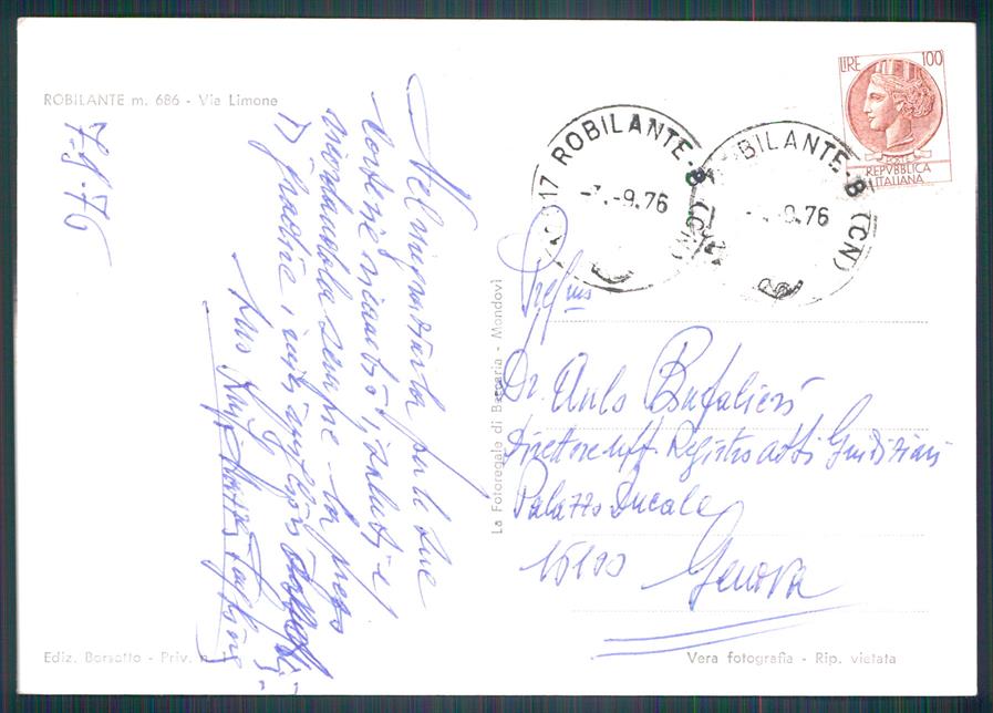 Cuneo Robilante Foto FG cartolina MZ0094 – retro