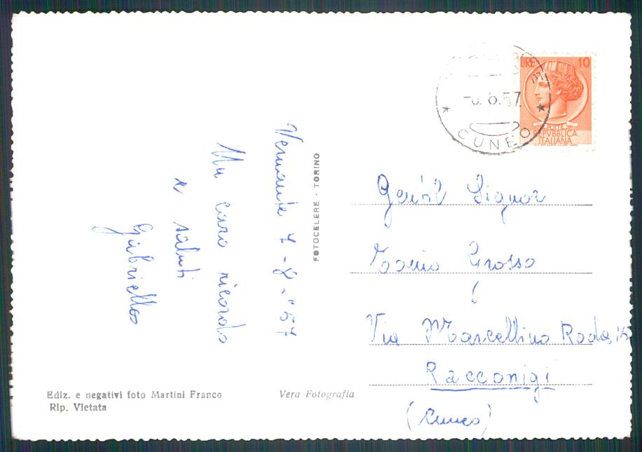 Cuneo Vernante Foto FG cartolina MZ0107 – retro
