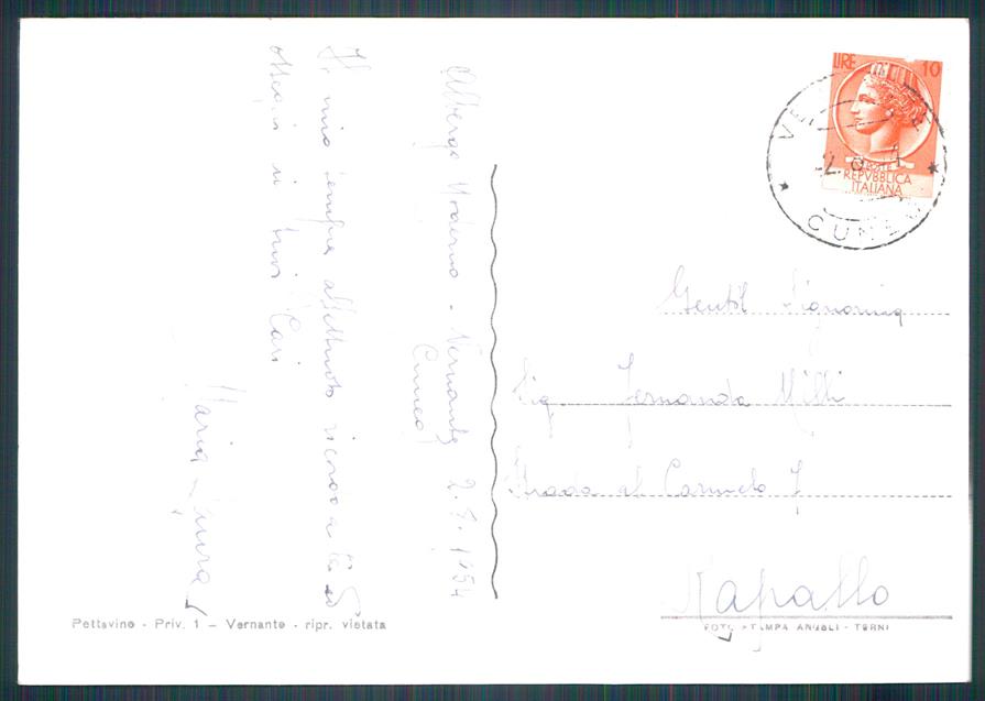 Cuneo Vernante Foto FG cartolina MZ0109 – retro