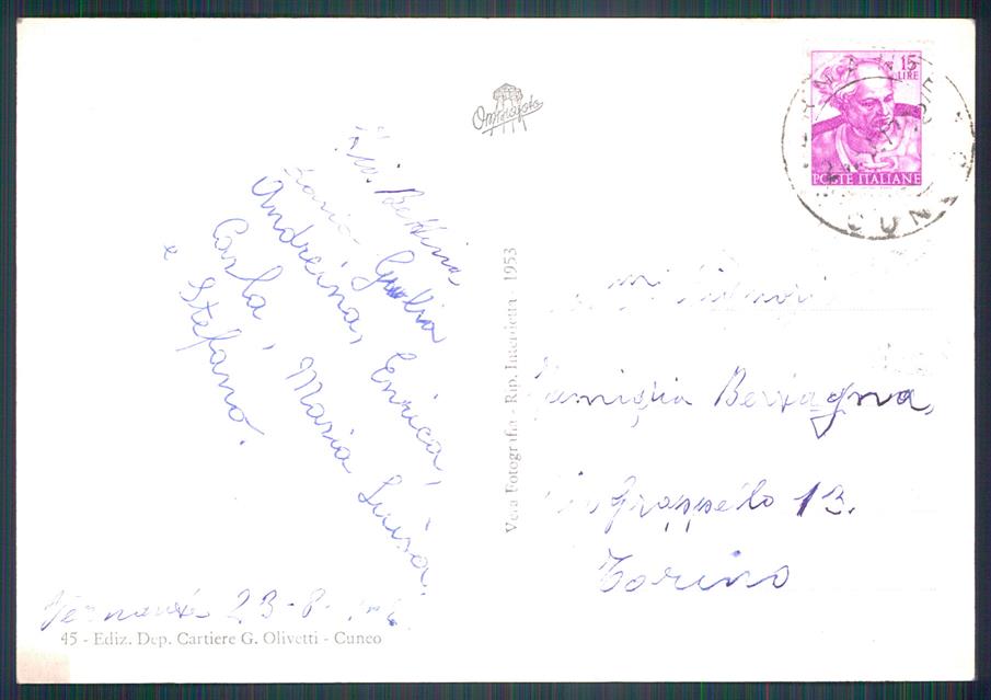 Cuneo Vernante Foto FG cartolina MZ0110 – retro