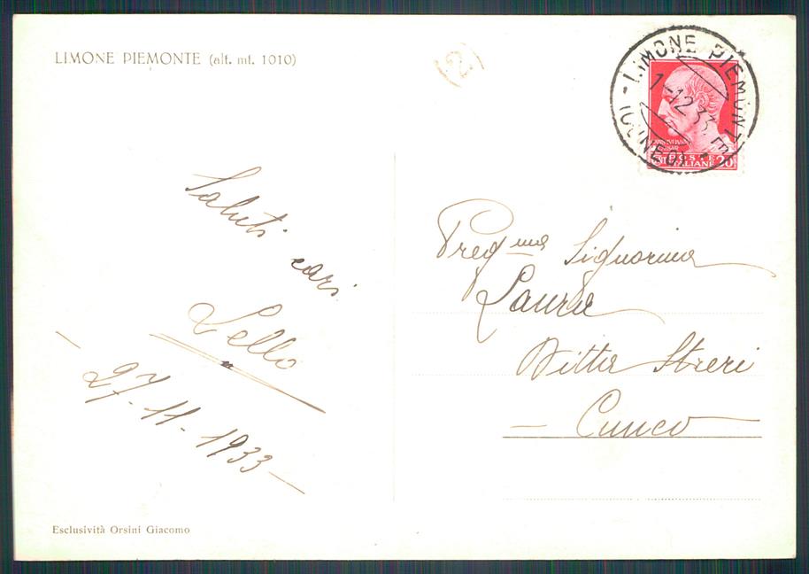 Cuneo Limone Piemonte Nevicata Foto FG cartolina MZ0129 – retro
