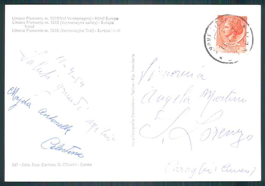 Cuneo Limone Piemonte Foto FG cartolina MZ0141 – retro
