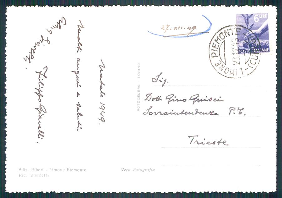 Cuneo Limone Piemonte Nevicata Foto FG cartolina MZ0146 – retro