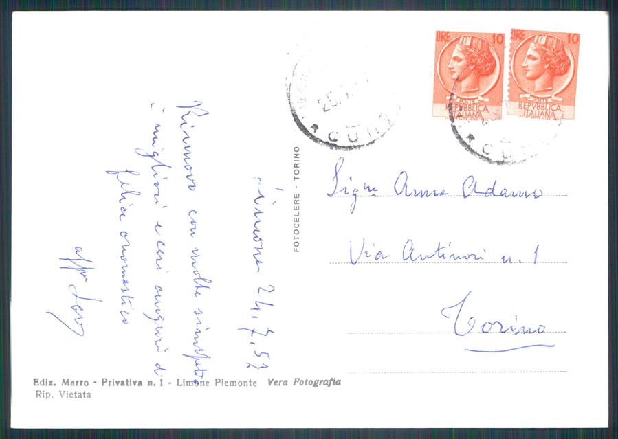 Cuneo Limone Piemonte Cappella Cros Seggiovia Foto FG cartolina MZ0149 – retro