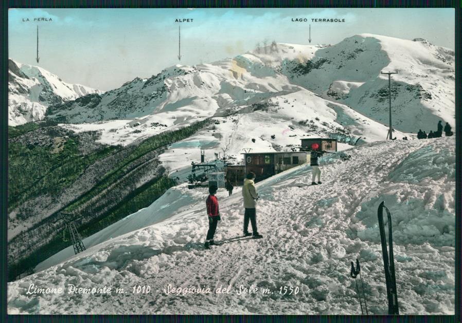 Cuneo Limone Piemonte Nevicata Sci Foto FG cartolina MZ0150 – fronte