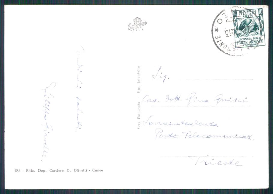 Cuneo Limone Piemonte Capanna Chiara Nevicata Sci Foto FG cartolina MZ0153 – retro