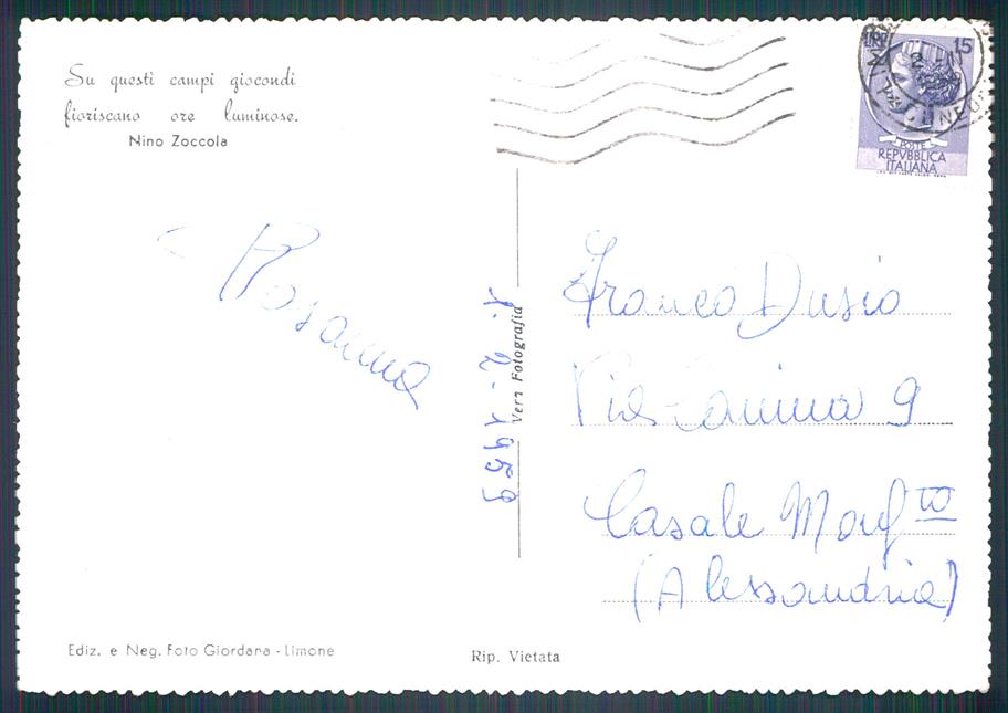 Cuneo Limone Piemonte Nevicata Sci Foto FG cartolina MZ0156 – retro