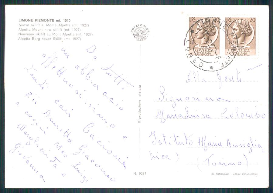 Cuneo Limone Piemonte Nevicata Sci Foto FG cartolina MZ0159 – retro
