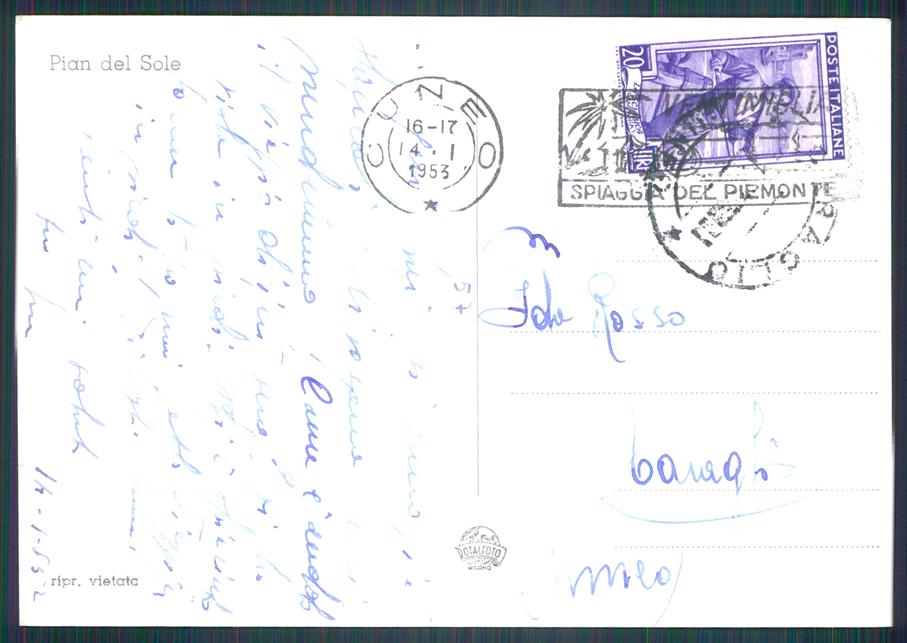 Cuneo Limone Piemonte Pian del Sole Nevicata Sci Foto FG cartolina MZ0163 – retro
