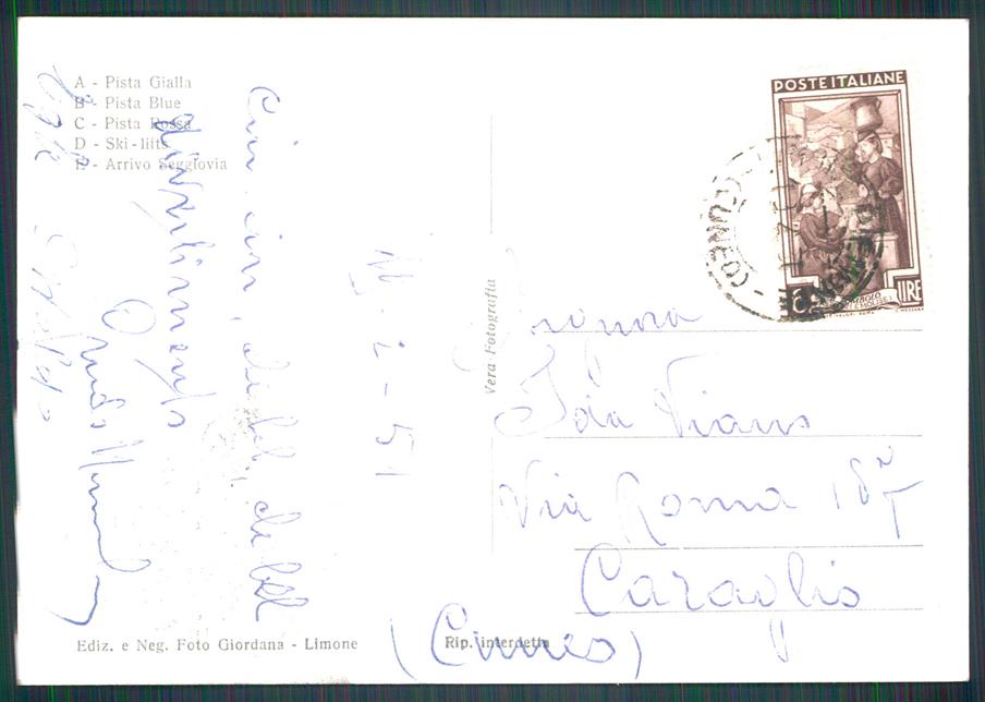 Cuneo Limone Piemonte Sci al Massiccio del Cros Foto FG cartolina MZ0166 – retro
