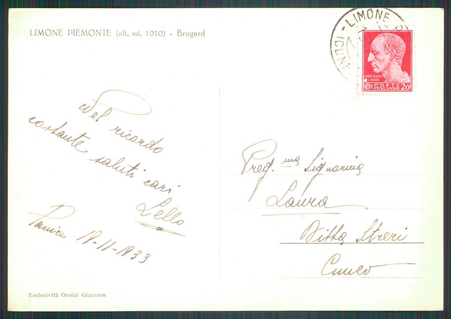 Cuneo Limone Piemonte Nevicata Foto FG cartolina MZ0168 – retro