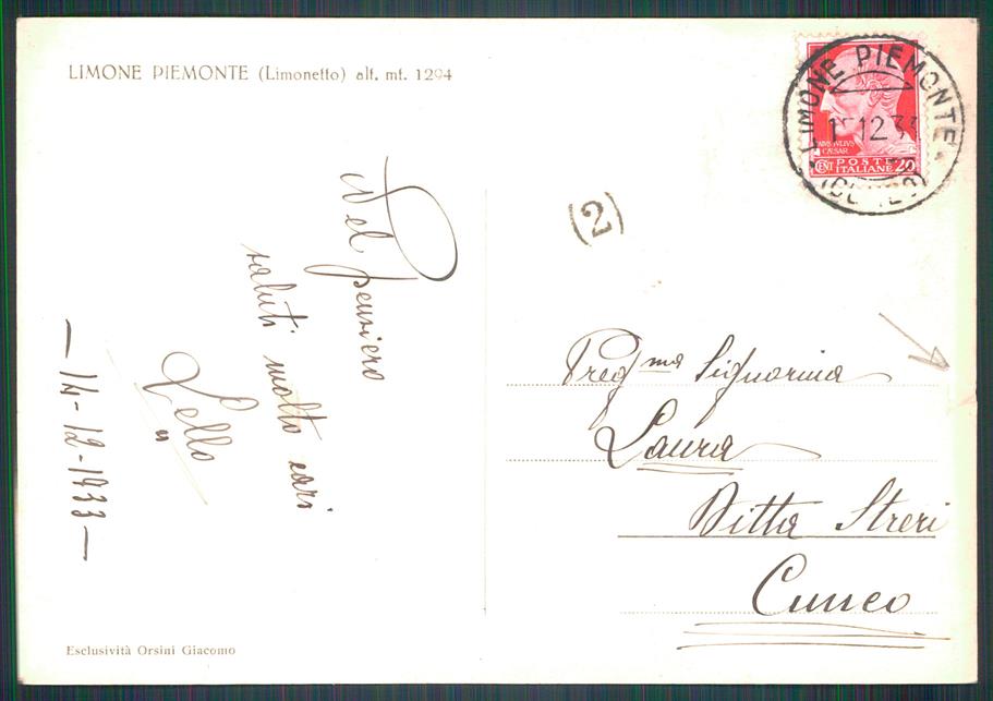Cuneo Limone Piemonte Nevicata STRAPPINO Foto FG cartolina MZ0177 – retro