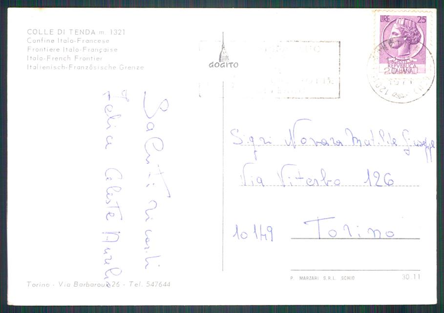 Cuneo Limone Piemonte Colle di Tenda Salui da Foto FG cartolina MZ0184 – retro