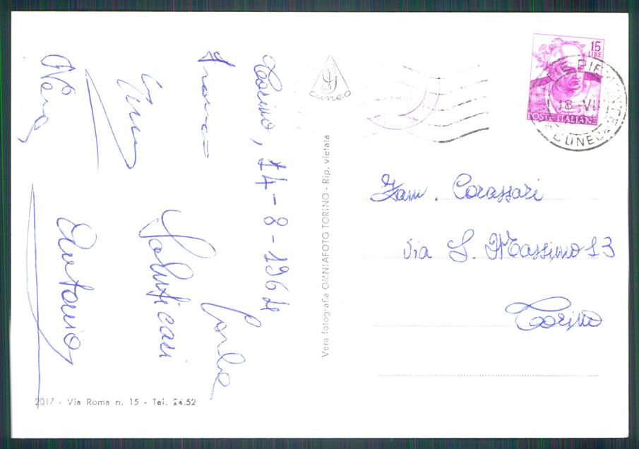Cuneo Limone Piemonte Colle di Tenda Salui da Foto FG cartolina MZ0185 – retro