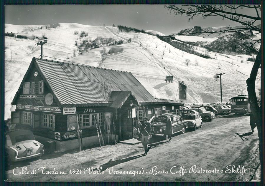 Cuneo Limone Piemonte Colle di Tenda Nevicata Sci Auto Foto FG cartolina MZ0191 – fronte