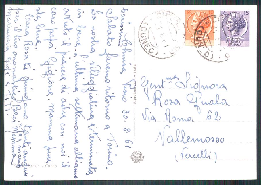 Cuneo Chiusa di Pesio Foto FG cartolina MZ0243 – retro