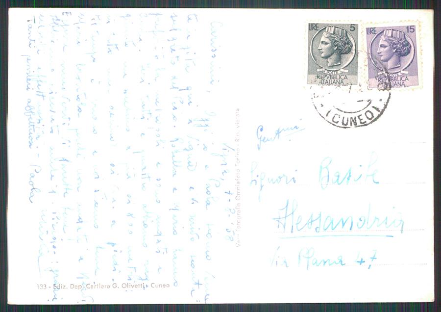 Cuneo Chiusa di Pesio Vigna di Foto FG cartolina MZ0255 – retro