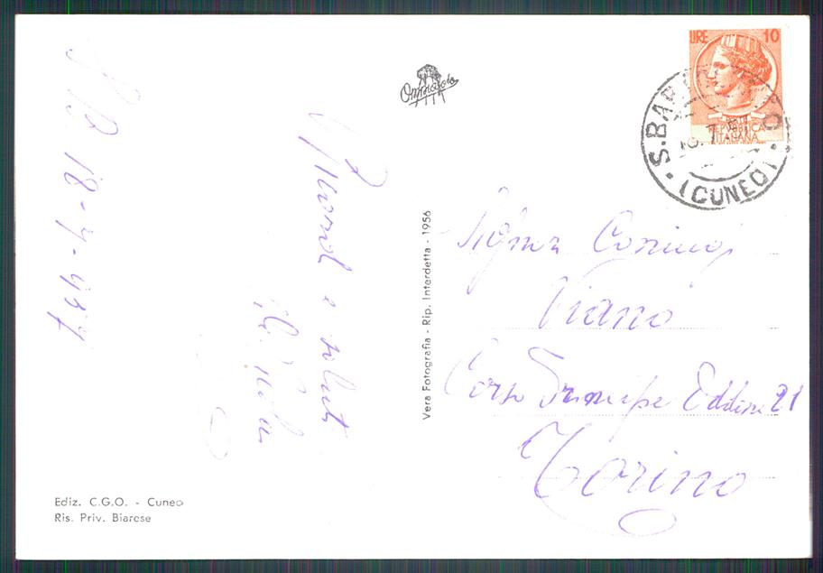 Cuneo Chiusa di Pesio San Bartolomeo di Foto FG cartolina MZ0257 – retro