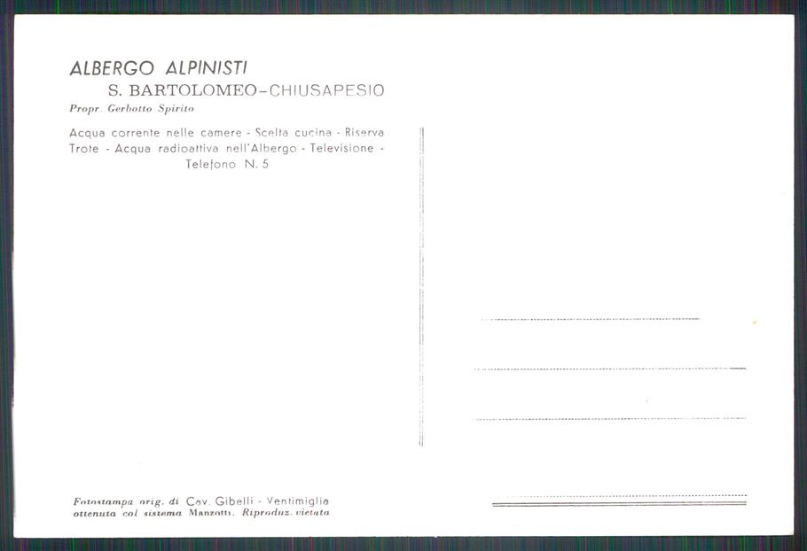 Cuneo Chiusa di Pesio San Bartolomeo di Foto FG cartolina MZ0259 – retro