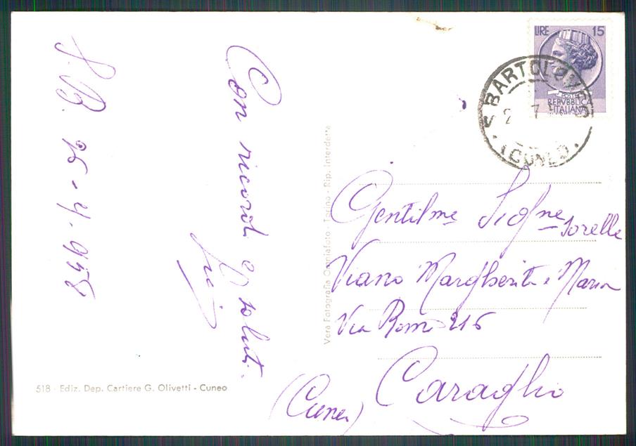 Cuneo Chiusa di Pesio Certosa di Foto FG cartolina MZ0261 – retro
