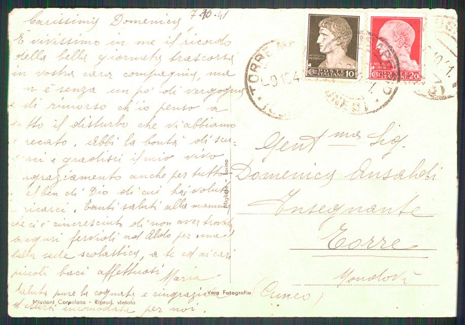 Cuneo Chiusa di Pesio Certosa di Missioni Consolata Foto FG cartolina MZ0268 – retro